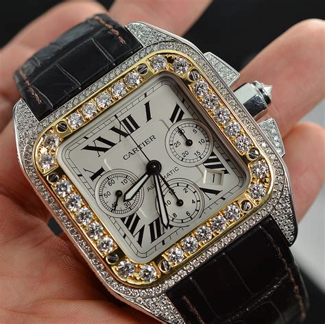 gold diamond cartier watch